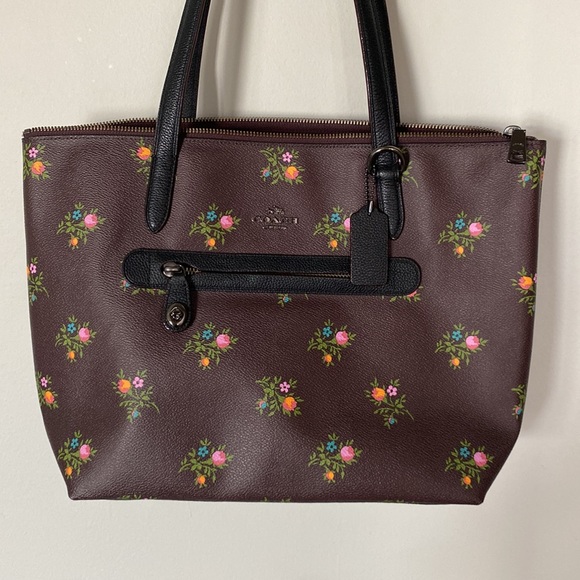 Coach Floral Oxblood Shoulder Bag - Picture 2 of 5